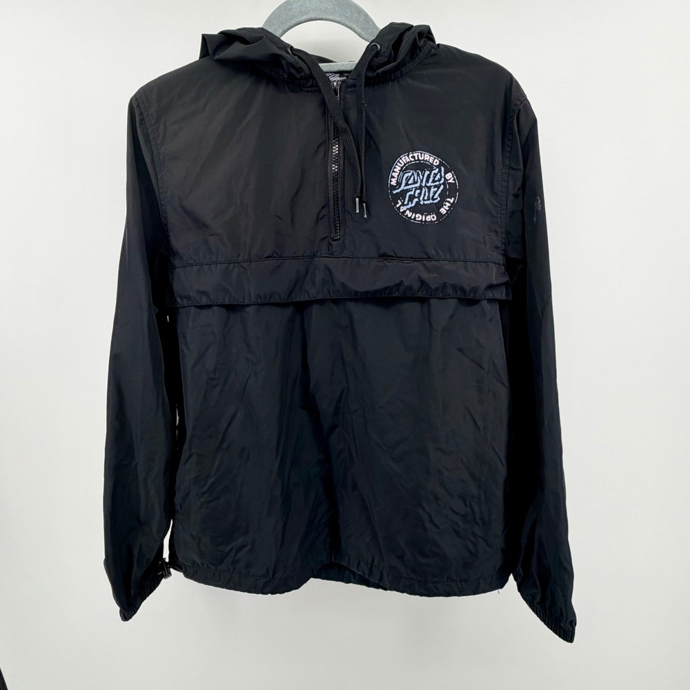 Santa Cruz Skateboards Black Anorak Windbreaker‎ Jacket Logo Size M